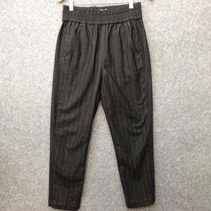 Pinstripe Wool Stretch Pants Womens SMALL Gray Tapered USA‎ Made McGUIRE 28x26